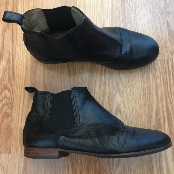 Frye Black Leather Chelsea Boots Size 7 Ankle Booties - Picture 9 of 13